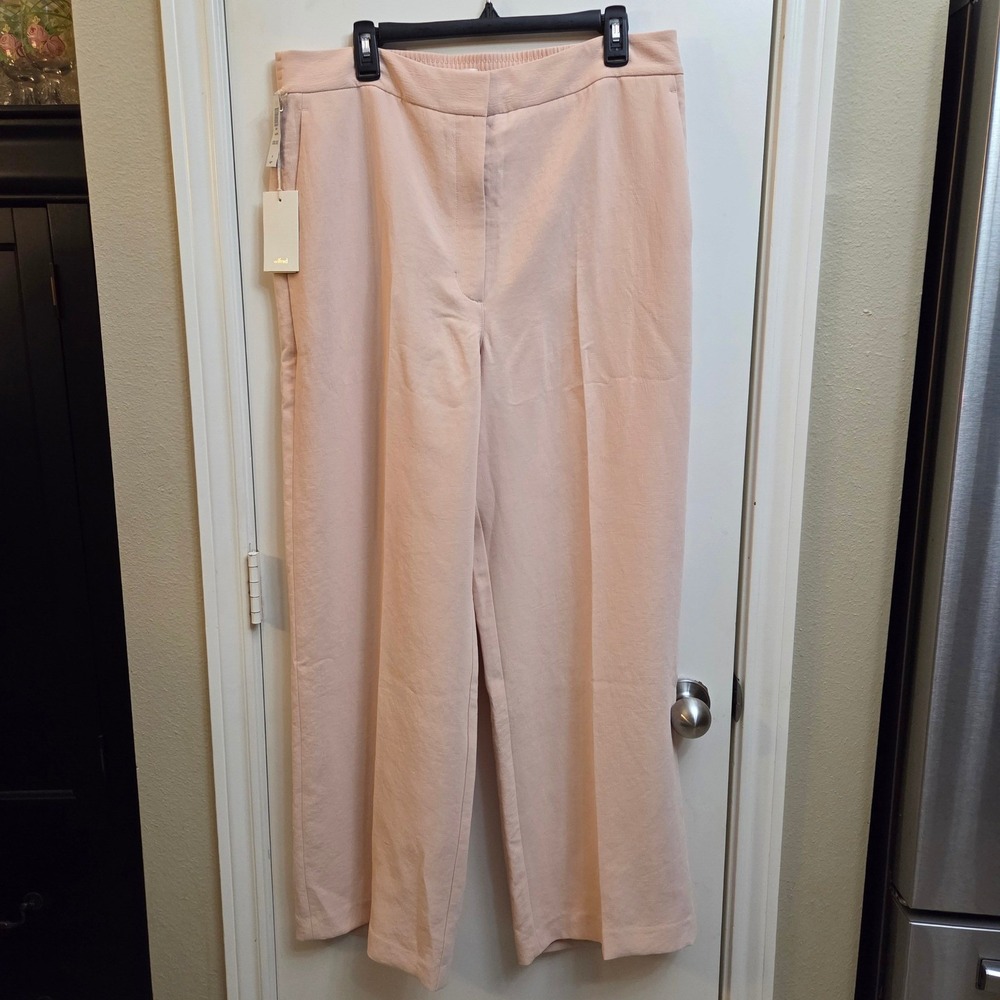 Wilfred Alanya Pants Coral Blush Pink Wide Leg High Waist Crepe Trousers 16 NEW